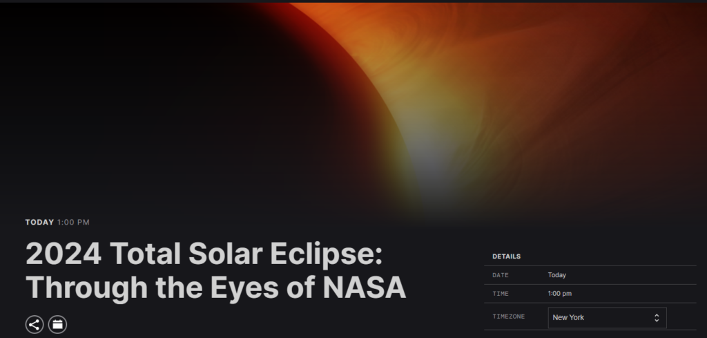 Experience the 2024 Total Solar Eclipse Through the Eyes of NASA: Watch Live Stream Here!